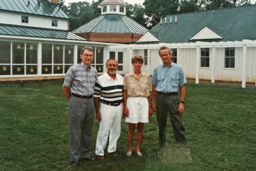 Four Sandy Spring Museum supporters stand outside the museum.