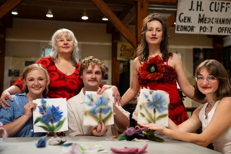 Guests taking part in an Alla and Milana wool art workshop