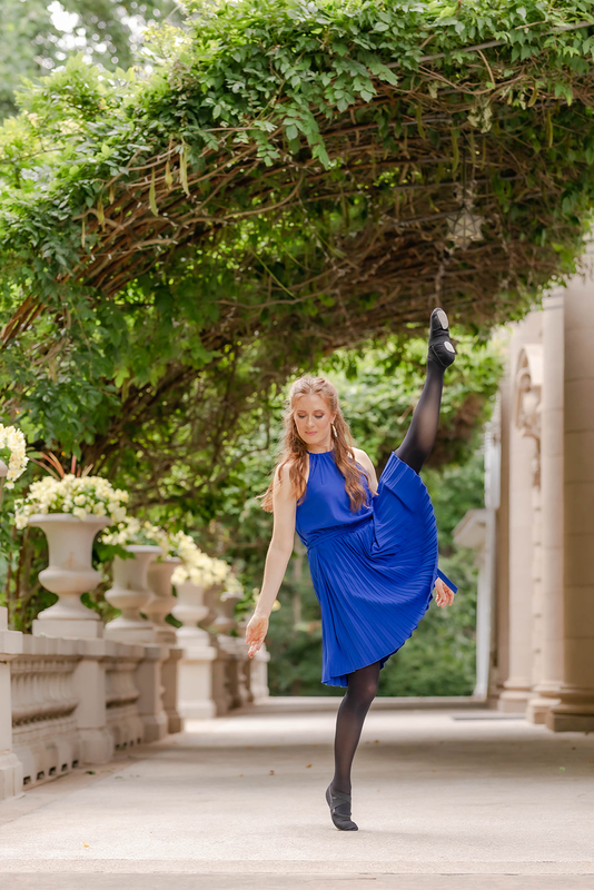Kate Spanos performing Irish dance outdoors