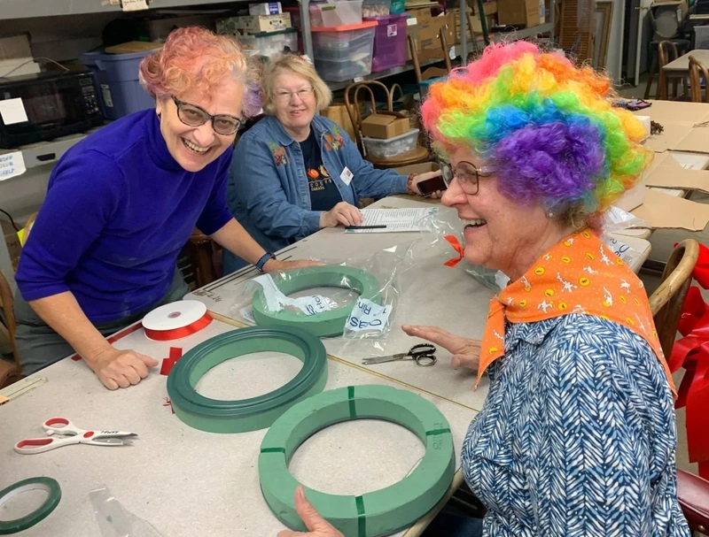 Garden Club volunteers working together at a table