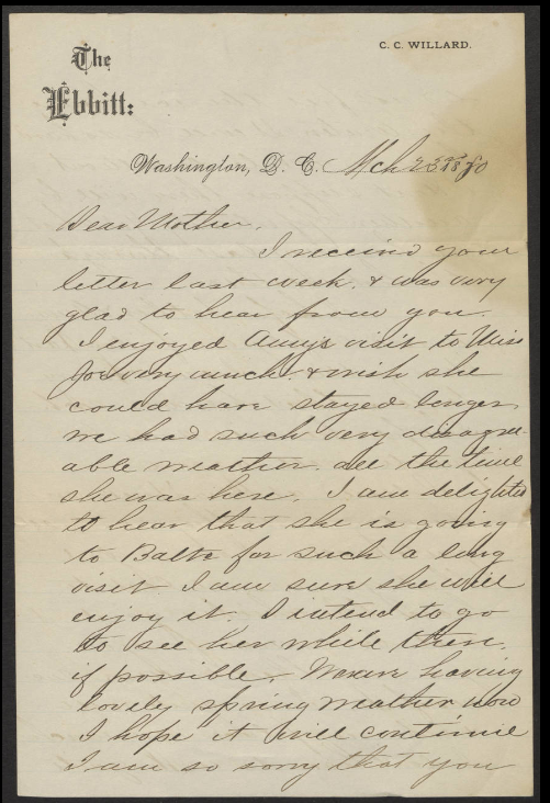 A handwritten letter on printed letterhead, with a date at the top.