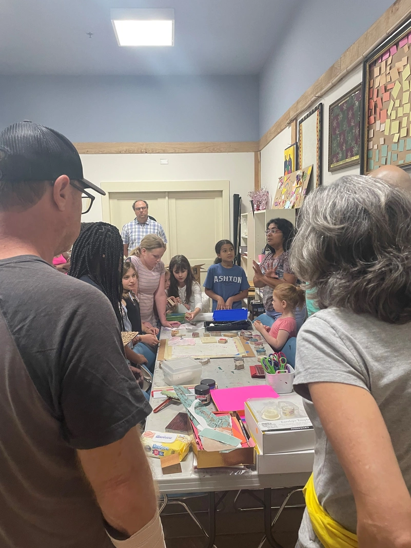Trisha Gupta leading a community art workshop