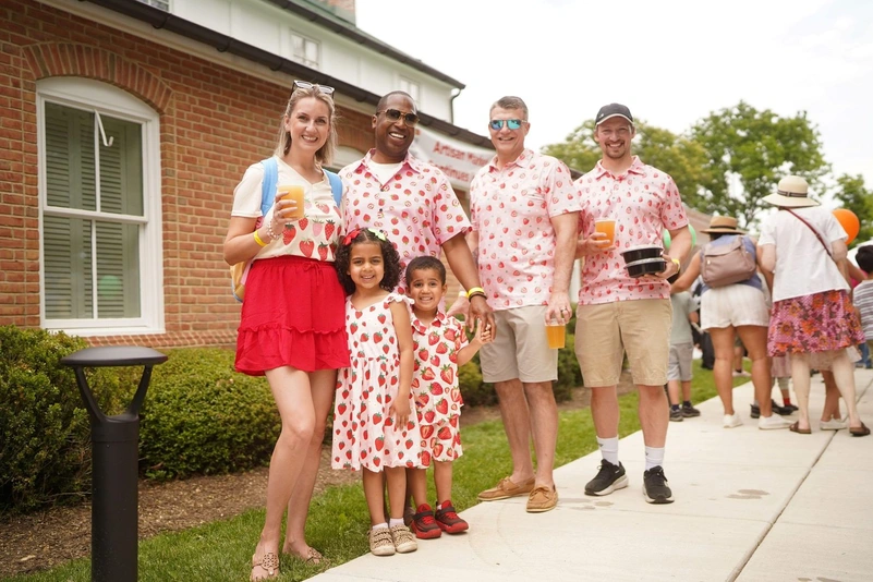 Visitors gather outside Sandy Spring Museum during the Strawberry Festival.